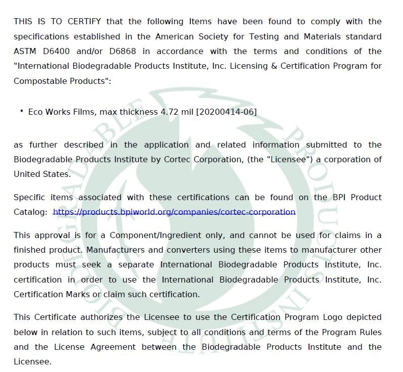 Bpi Certificate Cortec Corporation